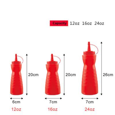 China LDPE Squeezy Empty Condiment Bottles 500ml Sauce Bottles With Flip Top Cap for sale