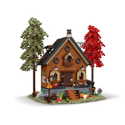 China Simulation Model Forest Log Cabin Building Block Garden House Plastic Blocks Puzzle Education Toys Children Architecture DIY Toys for sale