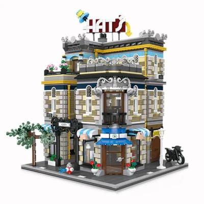 China Simulation Model 2023 City Street View Building Block Toy 3140Pcs Headwear Model Toys For Children Birthday Gifts for sale