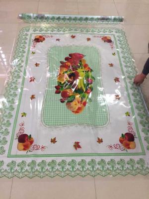 China Oilproof sequin pve freestanding tablecloth with flower for sale