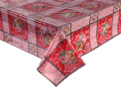 China Good Quanlity Oilproof PVC Table Cloth With Printed Flower for sale