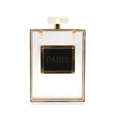 China Hot Clear Acrylic Evening Clutch Bag Paris Perfume Bottle Clutch Bags Acrylic Evening Bag Dinner Bag Evening Clutch Handbags for sale