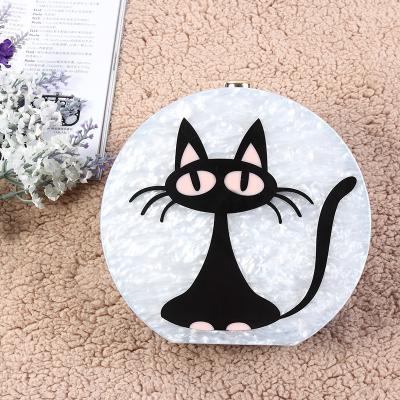 China Wholesale Fashion Charming Black Cat Acrylic Evening Clutch White Handbag for sale