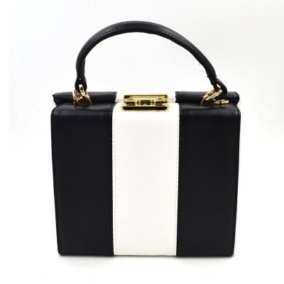 China White And Black Purse Box Stripe Clutch PU Evening Clutch Bag for sale