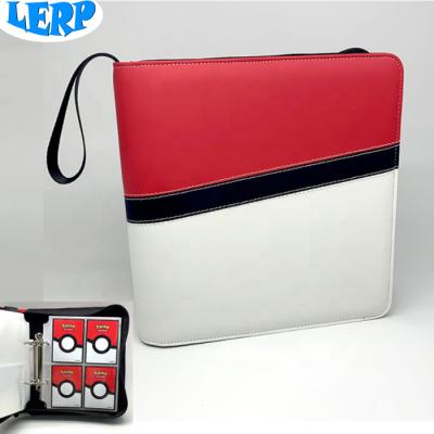 China PP Pocket LERP 240 Slip Pockets PU Leather Game Card Binder With Zipper for sale