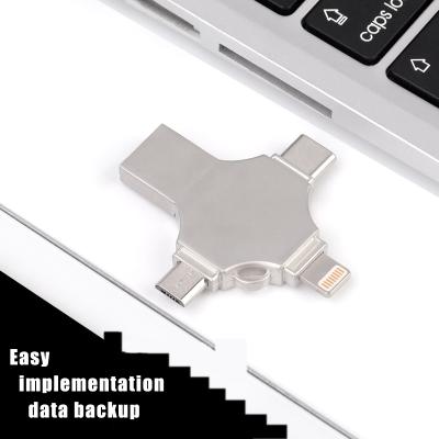 China Metal 16GB 32GB 64GB 128GB 256GB 4 in 1 USB 3.0 Micro OEMType-C OTG USB Flash Drive Custom Metal Flash Drives for sale