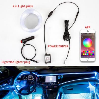 China Universal For All Cars Car LED Atmosphere Lamp Auto No-Threading APP Controls Colorful Cold Light Fiber Interior Atmosphere Lamp for sale