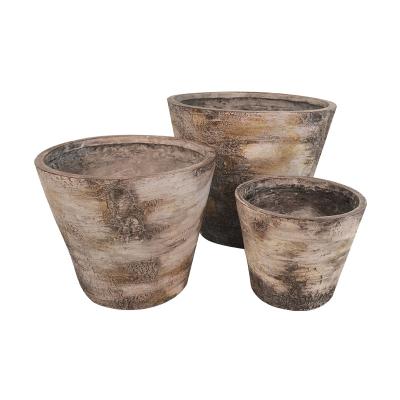 China Wholesale Retro Large Diameter 50cm Flower Pots Fiber Clay Planter Large Indoor Outdoor Flower Pots for sale