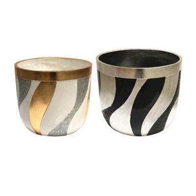 China Modern Modern Plant Pot Gold White Fiber Clay Planters Indoor Silver Black Clay Pots For Plants for sale