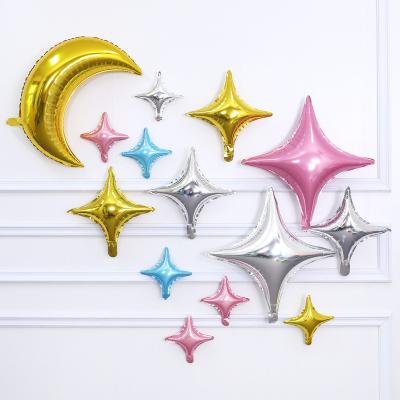 China Advertising Toy Yiwu Wholesale Party Supplies Balloons 10 Inch Self-Sealing Foil Helium Balloons Four Headed Foil Star Shaped Balloon for sale