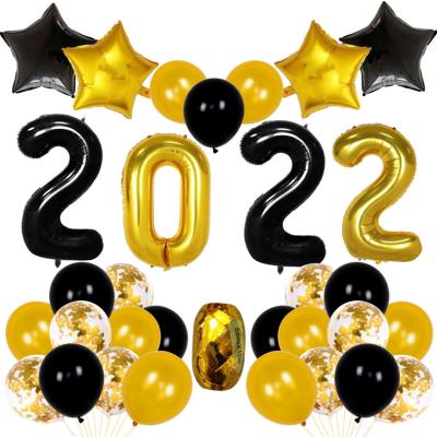 China Promotional toy foil number balloon happy new year party decoration foil latex balloon set/advertising toy/gift toy 2022 for sale