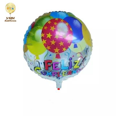 China Hot Selling Advertising Alibaba Foil Helimum Spanish Language Printing Birthday Foil Balloon For Happy Birthday Gift Use for sale