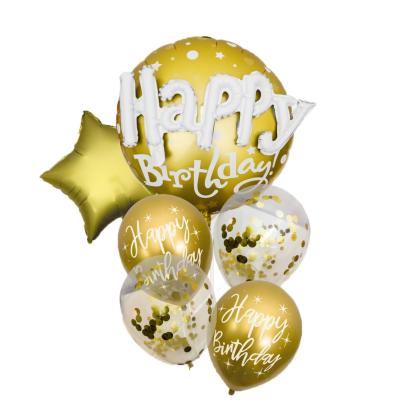 China Announcing Toy Happy Birthday Balloon 6pcs set confetti 12 inch gold balloon for sale