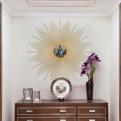 China Europe 2021 New Design Home Art Rectangle Gold Metal Frame Decorative Wall Mirrors for sale