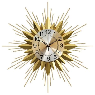 China Contemporary European Metal Art For Home Decoration Golden Style Iron Art Wall Clock And Watch for sale