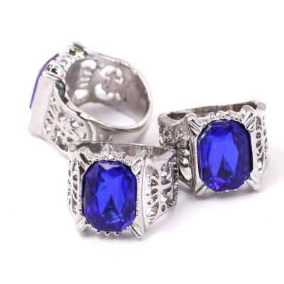 China Wholesale Black Butler Blue Rhinestone Ring Shire Cos Ring Vintage Style Punk Anime Props for sale