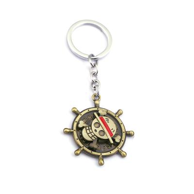 China One Piece Key Ring Pendant Anime Gift Jewelry Luffy Car Logo Rotatable Alloy Key Chian Metal Key Chain for sale