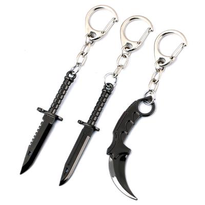 China Retro Style Game Cs Go Karambit Pendant Knife Key Chain Mini 6cm Metal Weapon Key Chain Holder For Men's Charms for sale