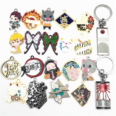 China Retro style demon slayer kimetsu no yaiba key chain fashion alloy enamel butterfly pendant key chain holder for gamer's gifts for sale