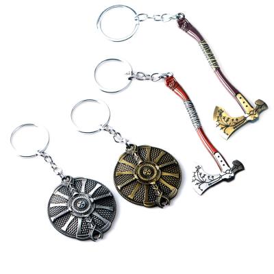 China God Of War 4 Giant Ship Ax Shield Key Chain Shield Weapon Key Holder Souvenir Key Chains Jewelry Pendant Gift Game God Of War 4 About 12cm for sale