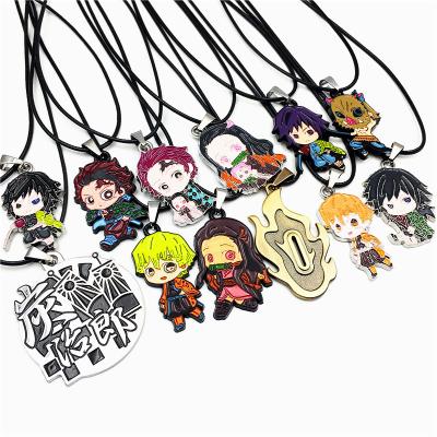 China Vintage Newcomer Demon Slayer Kimetsu No Yaiba Figure Necklace Vintage Metal Pendant Alloy Enamel Jewelry Cosplay Gifts for sale