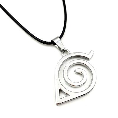 China Vintage HAnime uzumaki Symbol Necklace Fashion Siver Plated Pendant With Rope Chain Cosplay Jewelry for sale