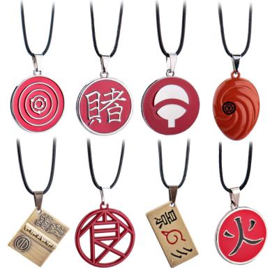 China Vintage Anime Hokage Konoha Hatake Kakashi Logo Necklace Vintage Rope Chain Necklace 8 Style Pendant Option for sale