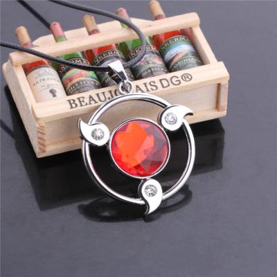 China Eye FASHION logo Sharingan Anime Pendant Necklace With Red Rhinestone Fashion Rope Chain Necklace for sale