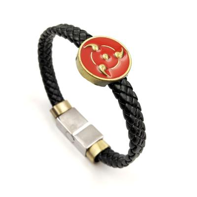 China 2022 New Vintage Sharingan Eye Logo Bronze Braided Bracelet Women Men Bracelet With With Magnet Buckle for sale