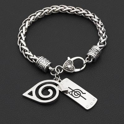 China Vintage Fashion Personalized Metal Bangle Anime Konoha Ninja Village Logo Rebel Bracelet For Women Men Charms for sale