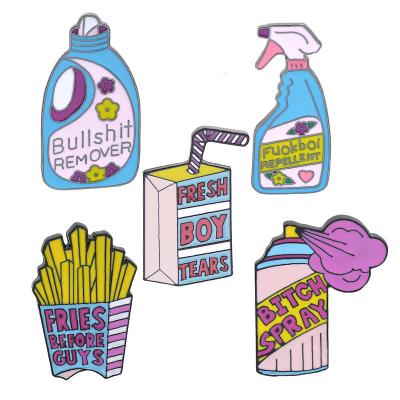 China Fashion style cartoon laundry detergent dripping brooch french fries enamel brooch wholesale for sale