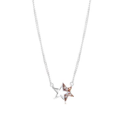 China TRENDY TrustDavis 925 Sterling Silver S925 Cosmic Moon Star Pendant Clavicle Necklace For Women Wedding Party Fashion Jewelry for sale