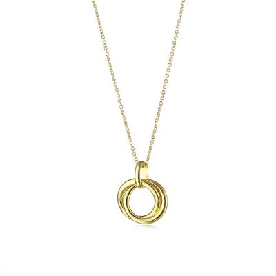 China TRENDY High Quality 18k Gold 925 silver Double Crossover Circle Necklace Fashion Charm Clavicle Chain Necklace Jewelry For Women for sale