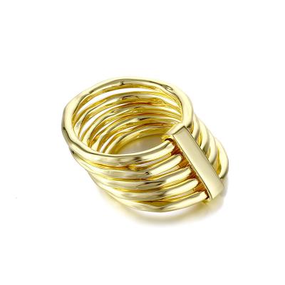 China TRENDY Wholesale Custom Euramerican Style 18K Gold Plated Jewelry 925S Slvier Thin Round Gold Stackable Ring for sale