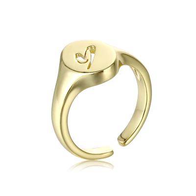 China TRENDY Hot Selling Fashion Women Hollow Heart Designer Style Gold Plated Sterling Silver Open Adjustable Jewelry Ring for sale