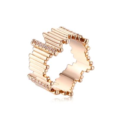 China TRENDY New Fashion Design Irregular Patterns Geometric Strip  Ring 18k Gold Plated Stainless Steel Strip Ring For Women for sale