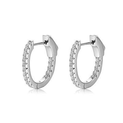 China Cute 925 Sterling Silver 2/3 Carat Lab Grown Diamond Hoop Earrings with Hinged White Gold Diamonds Huggie Earrings For Women for sale