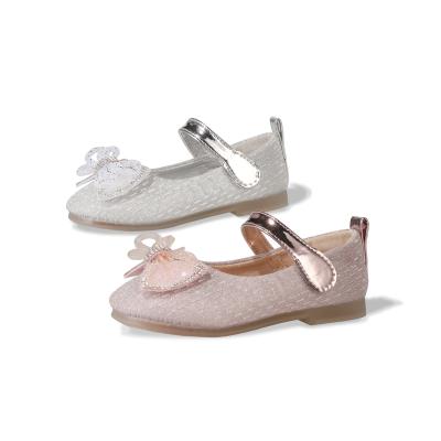 China Wholesale Custom Lightweight Breathable Logo Girls Kids Fashion Shoes PU Soft Kids PVC Bow Shoes For Children for sale