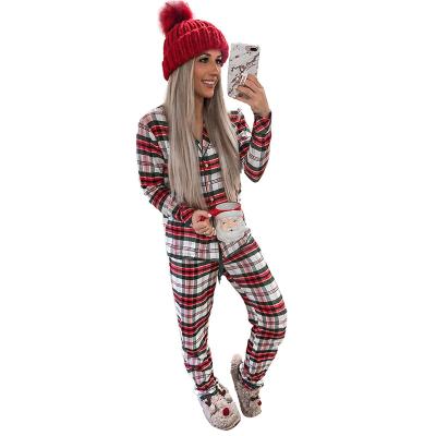 China European and American long sleeve tracksuit plaid casual loose Christmas QUICK DRY bifurcated edge tracksuit pajamas for sale