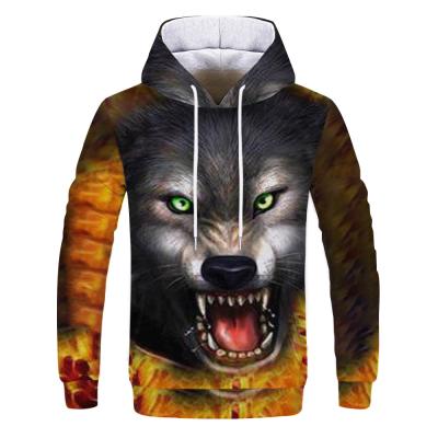 China Anti-wrinkle 3D Hoodies For Men Wolf Printed Hoodie 3D Hooded Animal Sweatshirts Printed Funny Hoody for sale