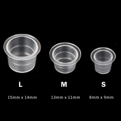 China Hold Clear Tattoo Dye Or Ink 100pc S/M/L Disposable Plastic Permanent Makeup Dye Ink Cups Microblading Holder Container Cap Tattoo Accessory for sale