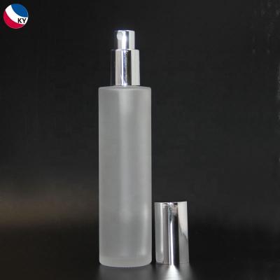 China Personal Care 100Ml Frosted Glass White Pump Perfume Bottle for sale