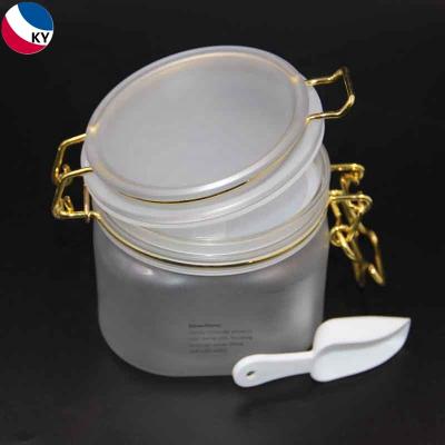 China Good Quality Wholesale 10Oz Square Plastic Jars Cream Square Gold Cream Cosmetic Jar For Body Lotion for sale