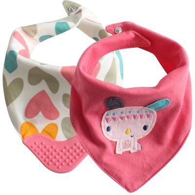 China Cute Washable 2 Piece Baby Bibs Set Organic Cotton And Soft Baby Triangle Saliva Towel for sale