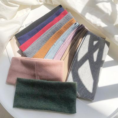 China Comfortable Soft Colors Simple Style Knitted Elastic Hair Bands Wide Headbands Hair Bands for sale