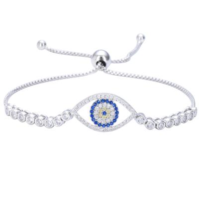 China CLASSIC Korean Fashion 925 Sterling Silver Women's Blue Eye Tennis Bracelet Women's Adjustable Bracelet for sale