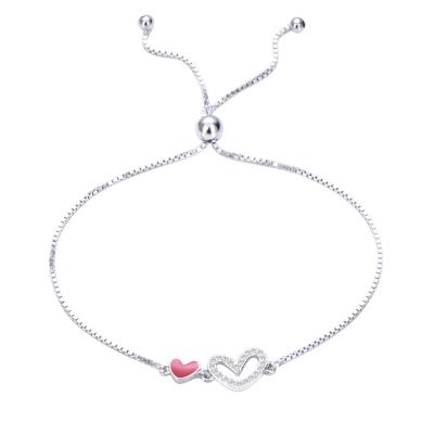 China Trendy fashion jewelry women boutique bracelet s925 sterling silver heart-shaped popular wholesale for sale