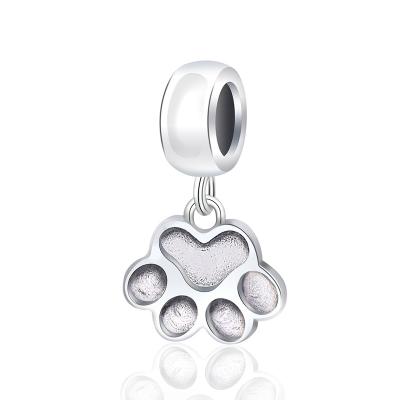 China CLASSIC Jewelry 925 Sterling Silver Cute Bracelet Pet Paw Print Charm Pendant DIY Bracelet Jewelry Production for sale