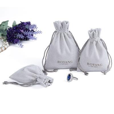 China Recyclable Wholesale Custom High Quality Luxury Drawstring Velvet Jewelry Packaging Bags With Logo Pouch for sale