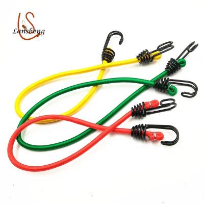 China Exterior is PP; inside is new 8mm Hot-selling heavy-duty colored rubber or latex bungee cords with metal hook for sale